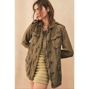 NWT Free People Not Your Brothers Surplus Military Jacket Army Green Women Small